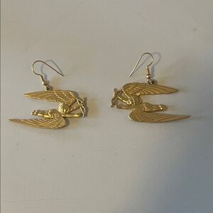 Gold Winged Archer Drop Earrings - Women Jewelry
